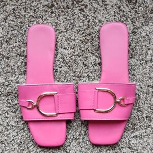 NEW Pink Gold‑Hardware Slide Sandal Size 7.5